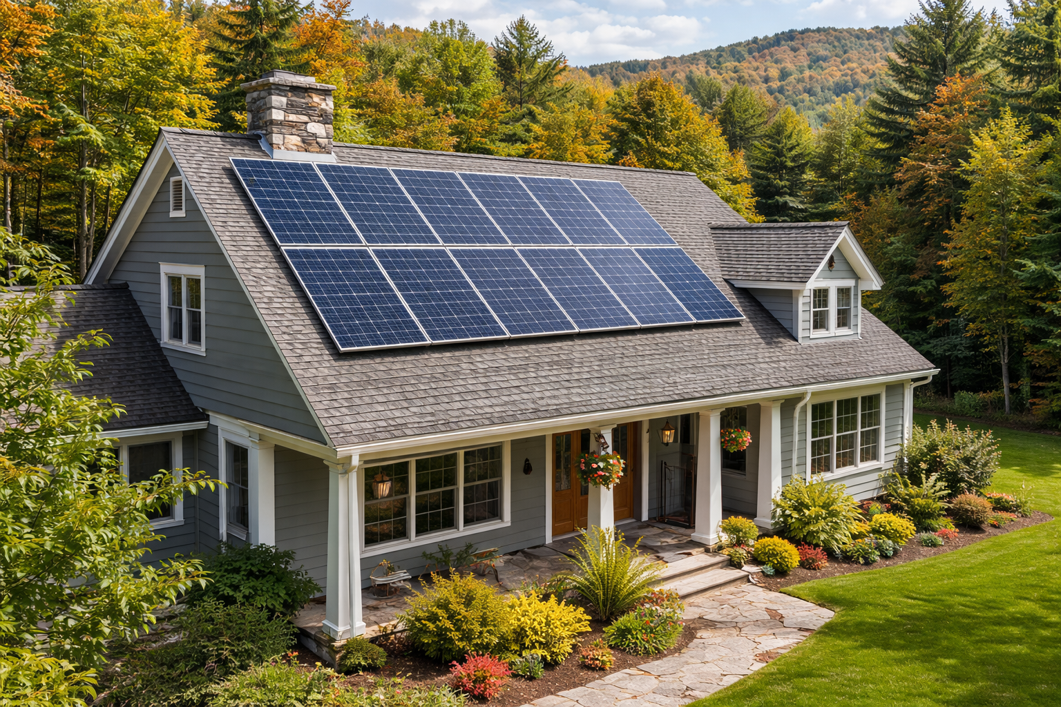 A House with solar panels in Pennsylvania